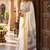 White colour leaf digital printed linen cotton saree