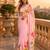 Pink colour leaf digital printed linen cotton saree