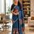 Grey colour leaf digital printed linen cotton saree