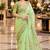 Green colour leaf digital printed linen cotton saree