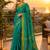 Green colour leaf digital printed linen cotton saree with jhalar