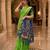 Green colour leaf digital printed linen cotton saree with jhalar