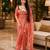 Red colour leaf digital printed linen cotton saree