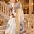 White colour leaf digital printed linen cotton saree