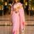 Pink colour leaf digital printed linen cotton saree