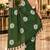 Green colour leaf digital printed linen cotton saree with jhalar