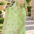 Green colour leaf digital printed linen cotton saree