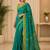Green colour leaf digital printed linen cotton saree with jhalar