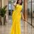 Yellow colour leaf digital printed linen cotton saree with jhalar