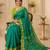 Green colour leaf digital printed linen cotton saree with jhalar
