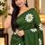 Green colour leaf digital printed linen cotton saree with jhalar