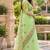 Green colour leaf digital printed linen cotton saree