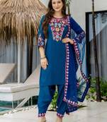 Women Ethnic Motifs Embroidered Regular Thread Work Kurta with Patiala & Dupatta