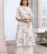 Printed Beige Cotton Blend Co Ords for Women