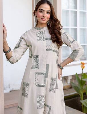 Printed Beige Cotton Blend Co Ords for Women 2