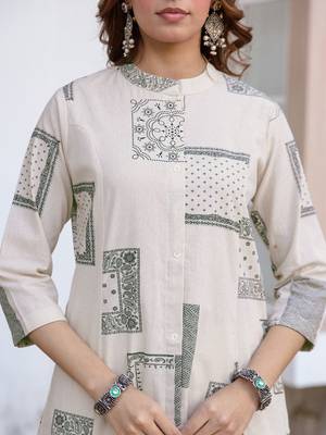 Printed Beige Cotton Blend Co Ords for Women 4
