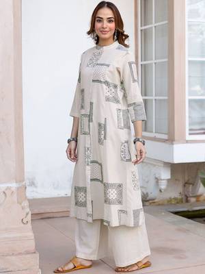 Printed Beige Cotton Blend Co Ords for Women 7