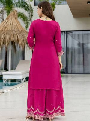 Women Ethnic Motifs Embroidered Regular Thread Work Kurta with Sharara & With Dupatta 5
