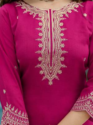 Women Ethnic Motifs Embroidered Regular Thread Work Kurta with Sharara & With Dupatta 7