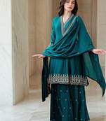 Women Ethnic Motifs Printed Kurta with Sharara & Dupatta