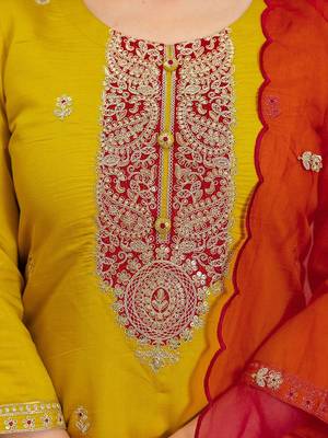 Women Ethnic Motifs Embroidered Regular Kurta with Trousers & Dupatta 3