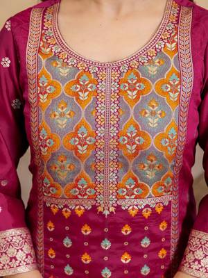 Women Woven Design Kurta with Trousers & Dupatta 4