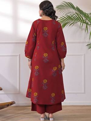Printed Rust Viscose Rayon Co Ords for Women 3
