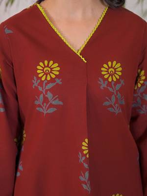 Printed Rust Viscose Rayon Co Ords for Women 4