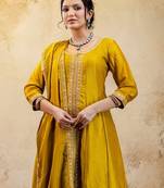 Women Ethnic Motifs Angrakha Sequinned Kurta & Trousers With Dupatta