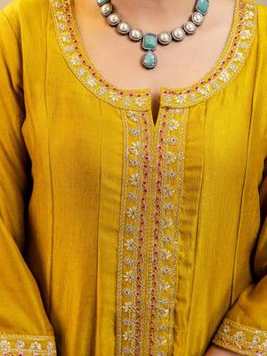 Women Ethnic Motifs Angrakha Sequinned Kurta & Trousers With Dupatta 3