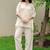 Embroidered Off White Cotton Blend Co Ords for Women