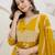 Floral Printed Tie-Up Neck Mirror Work Straight Kurta With Trouser & Dupatta