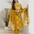 Floral Printed Tie-Up Neck Mirror Work Straight Kurta With Trouser & Dupatta