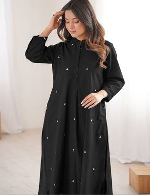 Embroidered Black Cotton Blend Co Ords for Women 4