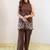Embroidered Brown Viscose Rayon Co Ords for Women