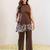 Embroidered Brown Viscose Rayon Co Ords for Women