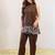 Embroidered Brown Viscose Rayon Co Ords for Women