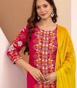 Women Ethnic Motifs Embroidered Kurta with Trousers & Dupatta