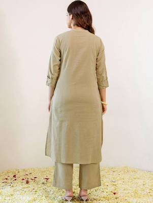 Embroidered Beige Viscose Rayon Co Ords for Women 3