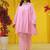 Embroidered Light Pink Pure Cotton Short Peplum Kurta With Farshi Salwar Set