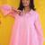 Embroidered Light Pink Pure Cotton Short Peplum Kurta With Farshi Salwar Set