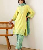 Women Ethnic Motifs Embroidered Regular Thread Work Pure Cotton Kurta with Trousers & With Dupatta