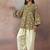 Printed Olive Green & Cream Viscose Rayon Short Straight Kurta With Farshi Salwar Set