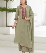 Women Ethnic Motifs Embroidered Regular Thread Work Kurta with Palazzos & With Dupatta