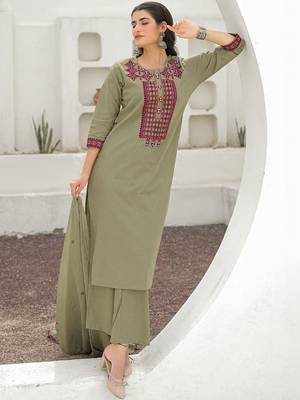 Women Ethnic Motifs Embroidered Regular Thread Work Kurta with Palazzos & With Dupatta 4