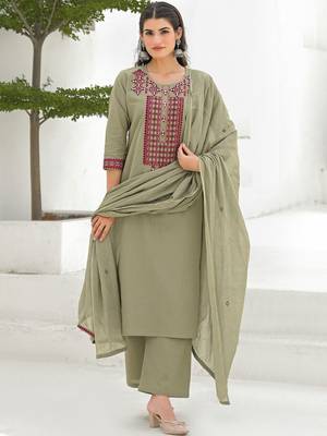 Women Ethnic Motifs Embroidered Regular Thread Work Kurta with Palazzos & With Dupatta 5