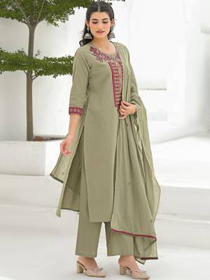 Women Ethnic Motifs Embroidered Regular Thread Work Kurta with Palazzos & With Dupatta 6