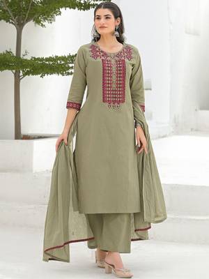 Women Ethnic Motifs Embroidered Regular Thread Work Kurta with Palazzos & With Dupatta 7