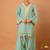 Woven Design Mint Green Poly Georgette Straight Kurta With Farshi Salwar Set