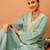 Woven Design Mint Green Poly Georgette Straight Kurta With Farshi Salwar Set
